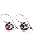Vintage argent 925 boucles d'oreilles améthyste vec019s style soviétique russe