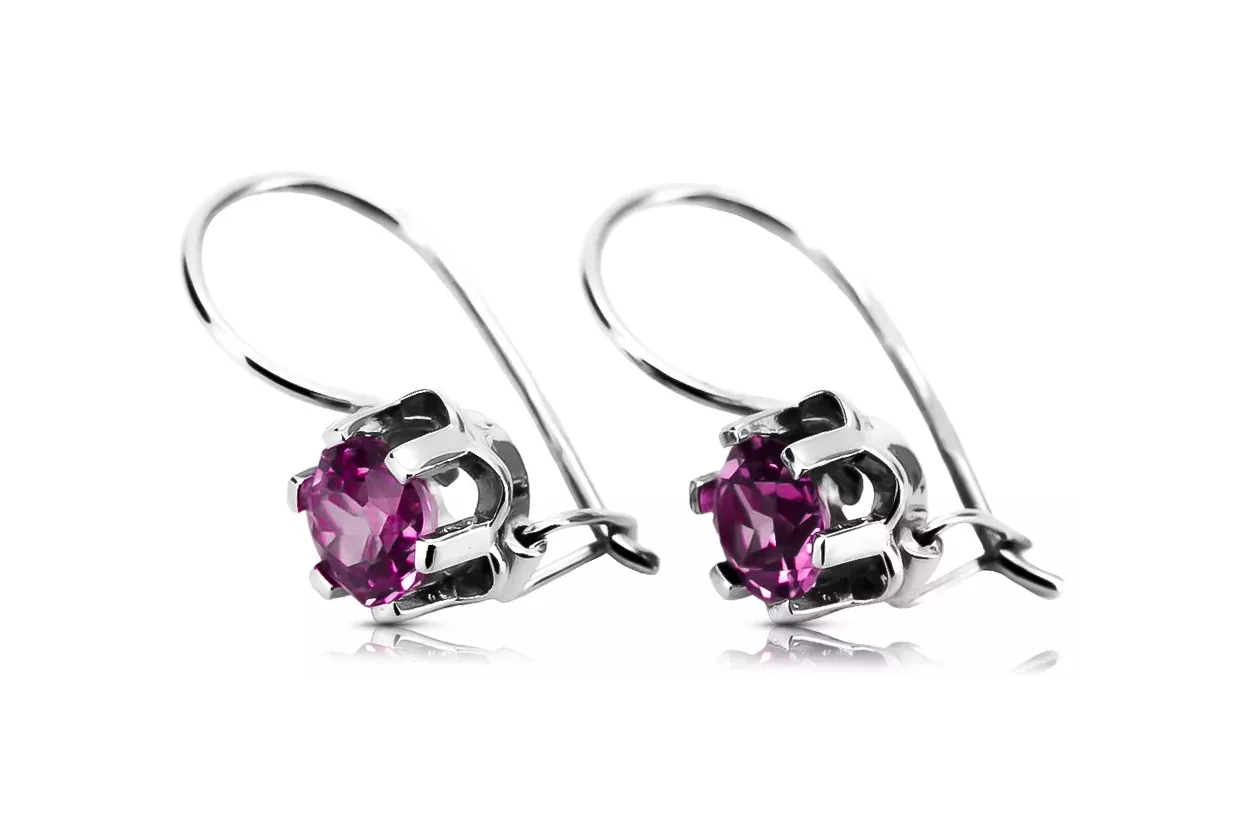 Vintage silver 925 amethyst earrings vec019s Russian Soviet style Vintage silver 925 amethyst earrings vec019s Russian Soviet style
