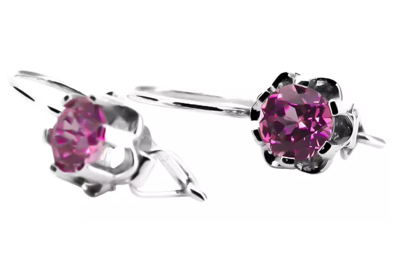 Vintage silver 925 amethyst earrings vec019s Russian Soviet style