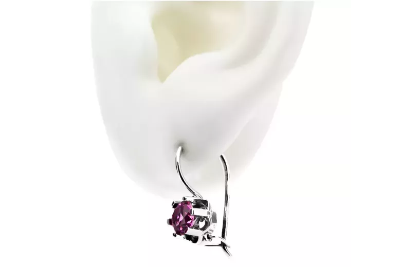 Vintage silver 925 amethyst earrings vec019s Russian Soviet style