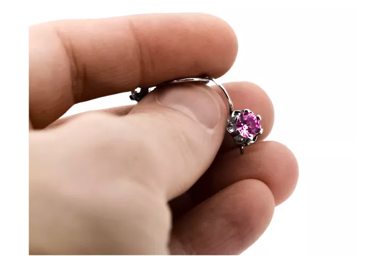 Vintage silver 925 amethyst earrings vec019s Russian Soviet style