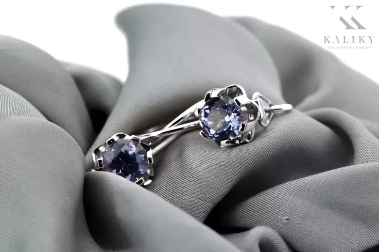Vintage argent 925 Alexandrite boucles d'oreilles vec019s Vintage russe style soviétique