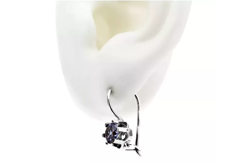 Pendientes vintage de plata 925 de Alejandrita vec019s Estilo soviético ruso vintage