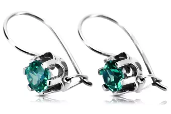 Vintage silver 925 Boucles d'oreilles émeraudes vec019s style soviétique russe