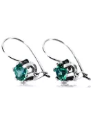 Vintage silver 925 Boucles d'oreilles émeraudes vec019s style soviétique russe