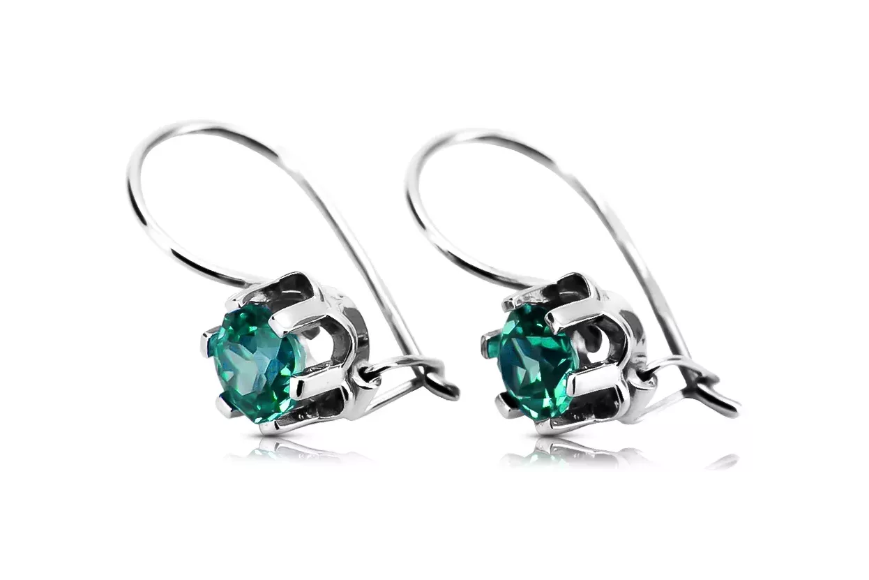 Вінтажний срібло 925 Emerald сережки vec019s російська радянський стиль Вінтажний срібло 925 Emerald сережки vec019s російська радянський стиль