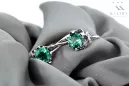 Vintage silver 925 Boucles d'oreilles émeraudes vec019s style soviétique russe