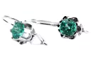 Vintage silver 925 Boucles d'oreilles émeraudes vec019s style soviétique russe