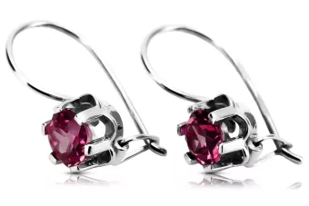 Vintage silver 925 Ruby earrings vec019s Russian Soviet style