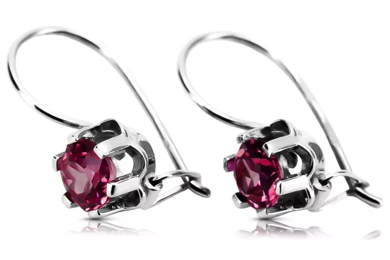 Vintage silver 925 Ruby earrings vec019s Russian Soviet style