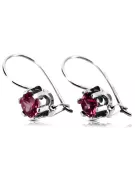 Vintage silver 925 Ruby earrings vec019s Russian Soviet style