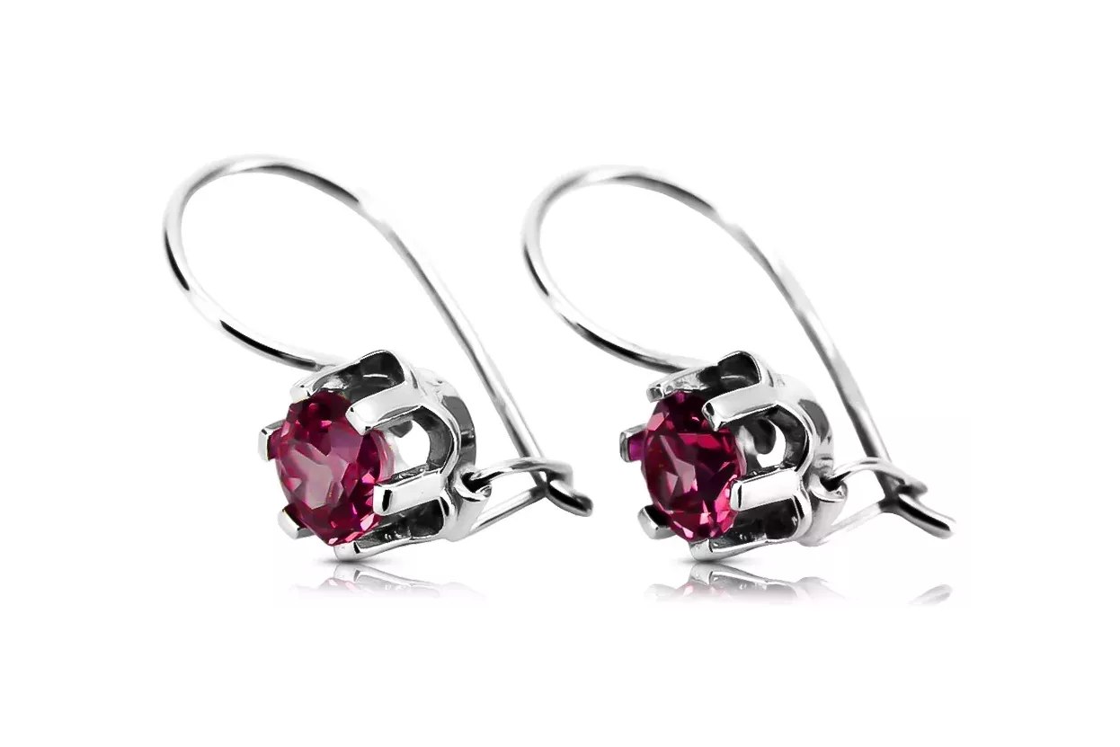 Plata vintage 925 Ruby pendientes vec019s estilo soviético ruso Plata vintage 925 Ruby pendientes vec019s estilo soviético ruso