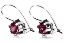Vintage silver 925 Ruby earrings vec019s Russian Soviet style