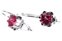 Vintage silver 925 Ruby earrings vec019s Russian Soviet style