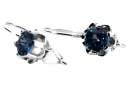 Vintage silver 925 Sapphire earrings vec019s Russian Soviet style