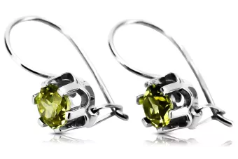Vintage silver 925 yellow peridot earrings vec019s Russian Soviet style