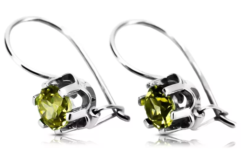 Vintage silver 925 yellow peridot earrings vec019s Russian Soviet style