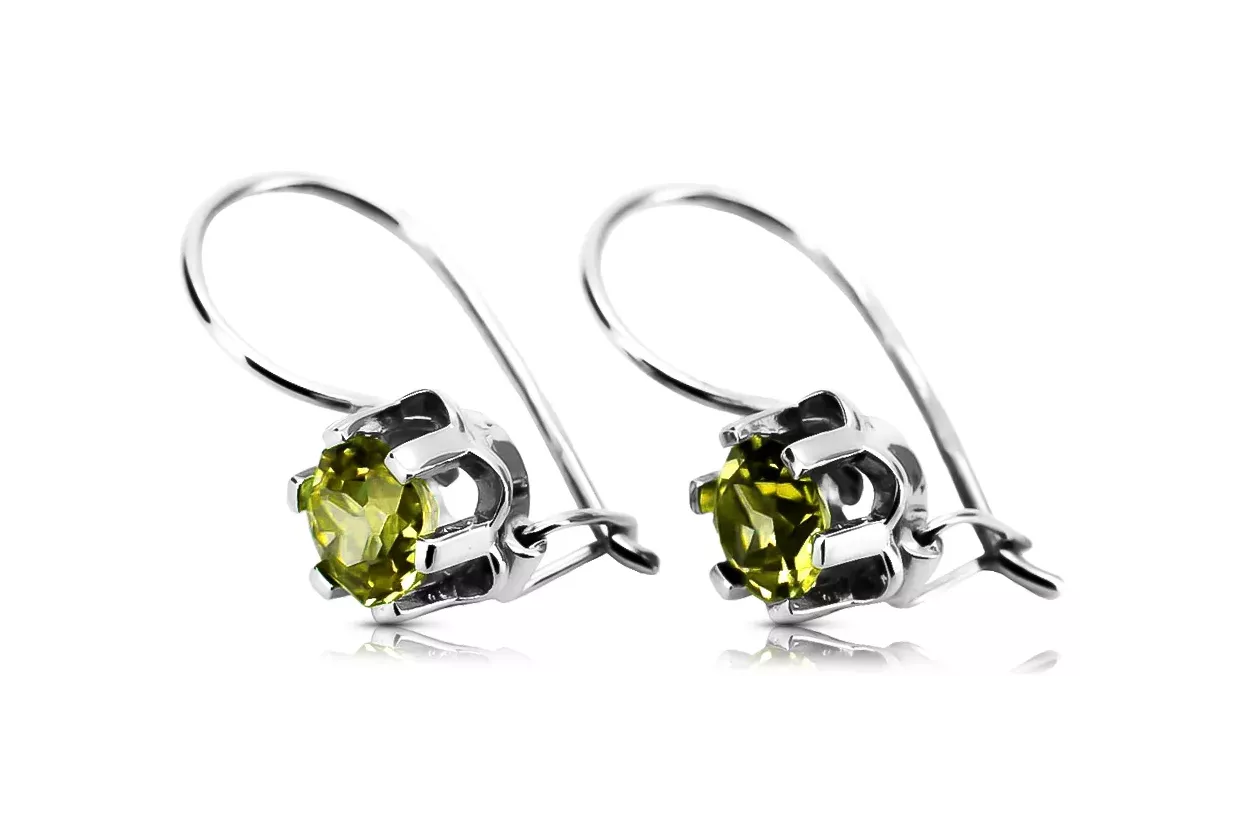 Vintage silver 925 yellow peridot earrings vec019s Russian Soviet style Vintage silver 925 yellow peridot earrings vec019s Russian Soviet style