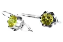 Vintage silver 925 yellow peridot earrings vec019s Russian Soviet style