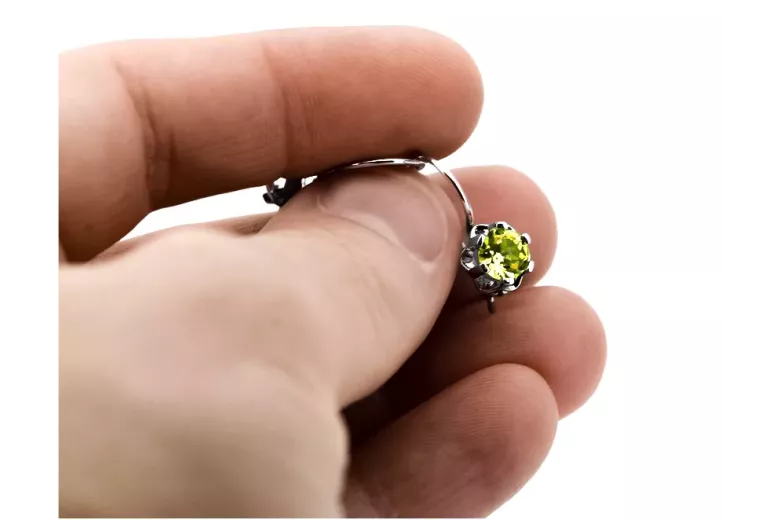 Vintage silver 925 yellow peridot earrings vec019s Russian Soviet style
