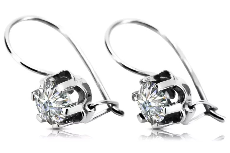 Vintage silver 925 cubic zircon earrings vec019s Russian Soviet style
