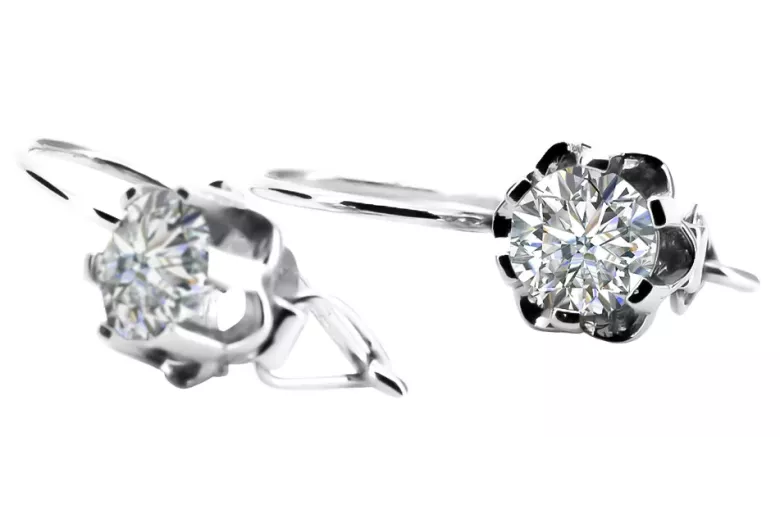 Vintage silver 925 cubic zircon earrings vec019s Russian Soviet style