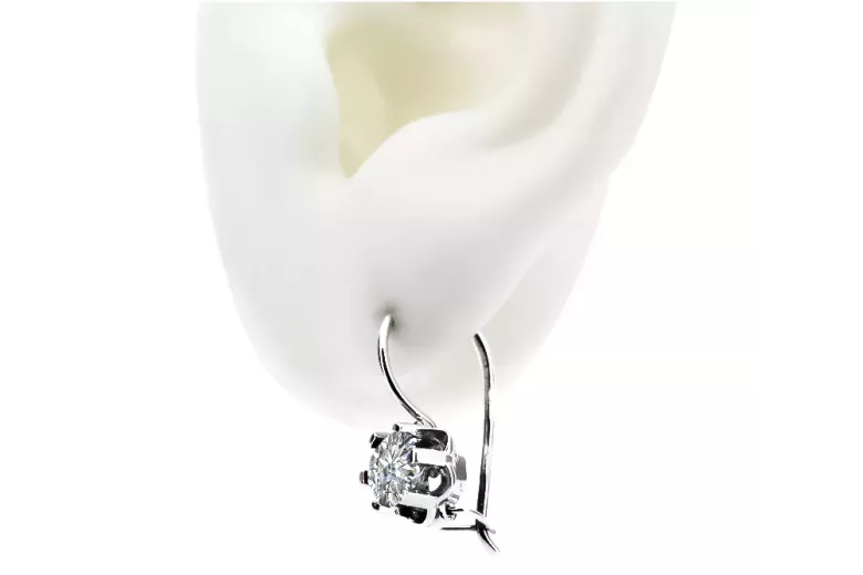 Vintage silver 925 cubic zircon earrings vec019s Russian Soviet style