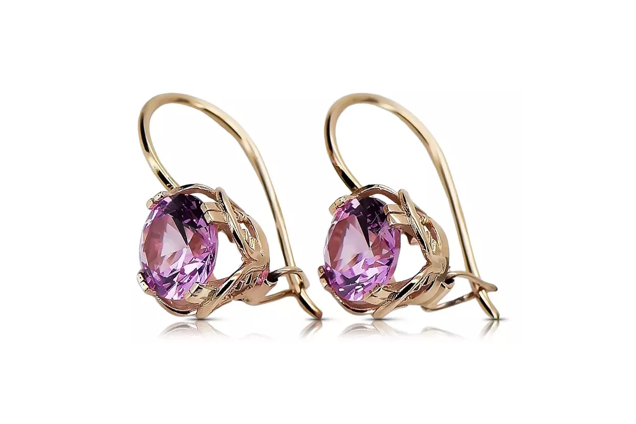 Pendientes Amethyst Original Vintage 14K Rose Gold Vintage Joyería vec029r Pendientes Amethyst Original Vintage 14K Rose Gold Vintage Joyería vec029r