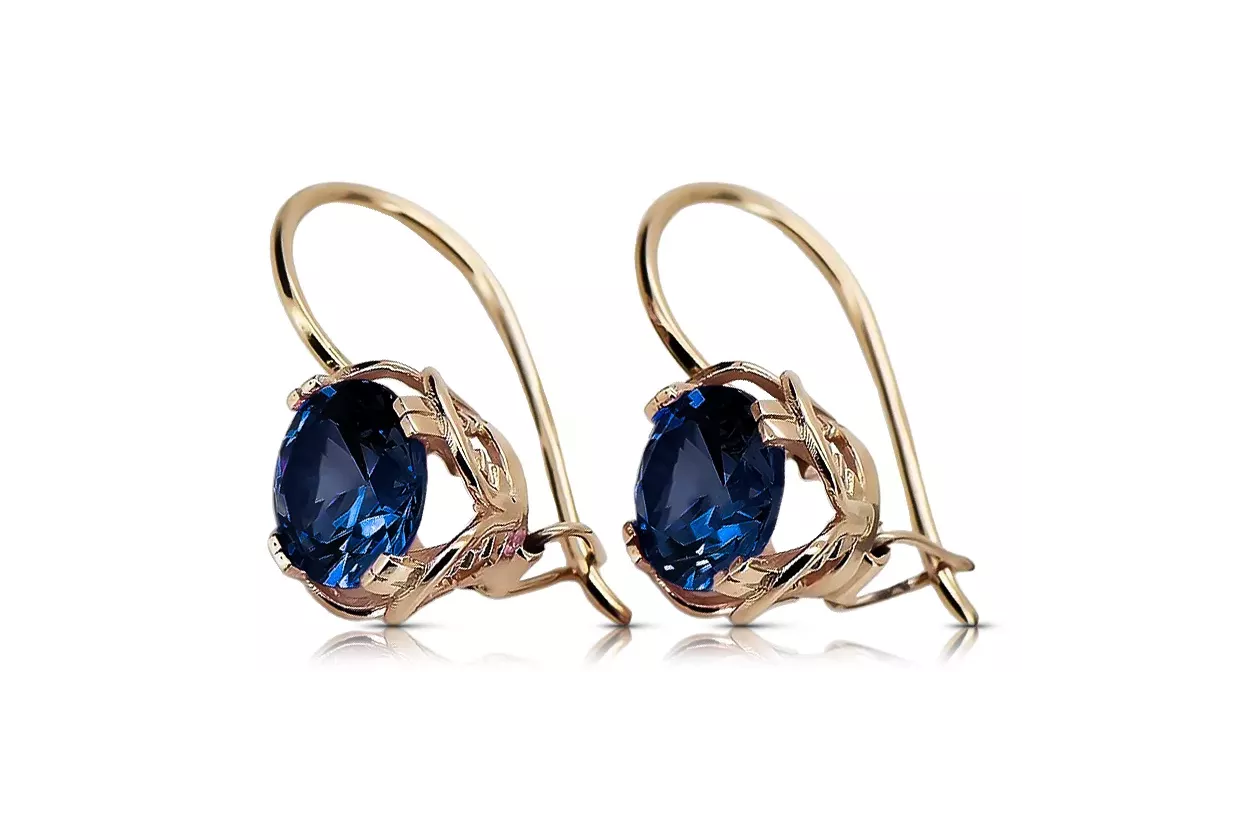 Sapphire Original Vintage 14K Rose Gold Earrings Vintage craft vec029r Sapphire Original Vintage 14K Rose Gold Earrings Vintage craft vec029r