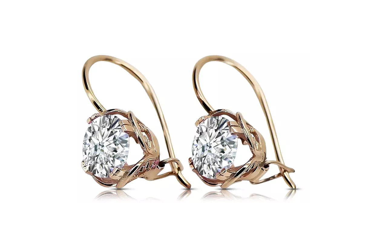 Earrings Vintage style Zircon Original Vintage 14K Rose Gold vec029r Earrings Vintage style Zircon Original Vintage 14K Rose Gold vec029r