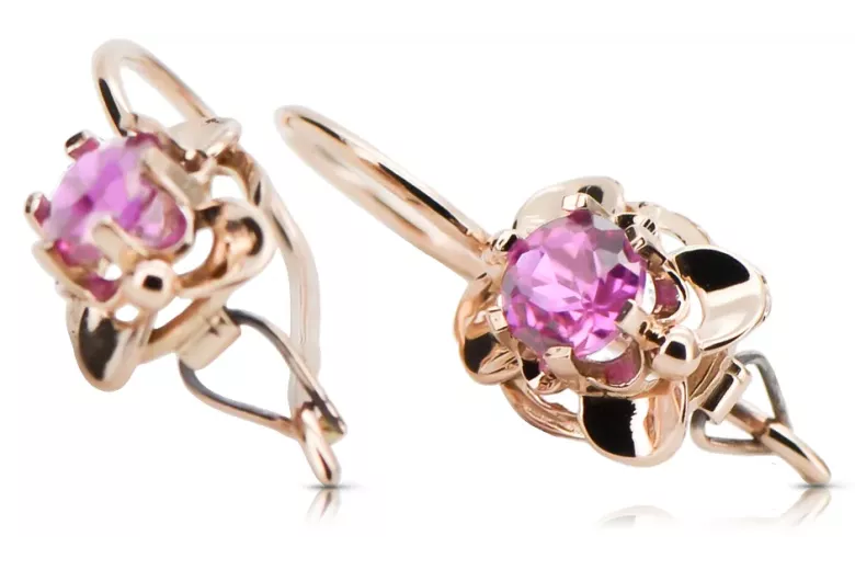 Earrings Amethyst Original Vintage 14K Rose Gold Vintage craft vec116r