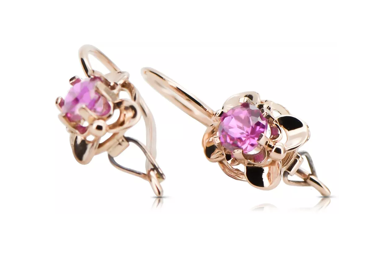 Earrings Amethyst Original Vintage 14K Rose Gold Vintage craft vec116r Earrings Amethyst Original Vintage 14K Rose Gold Vintage craft vec116r