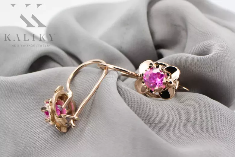 Earrings Amethyst Original Vintage 14K Rose Gold Vintage craft vec116r