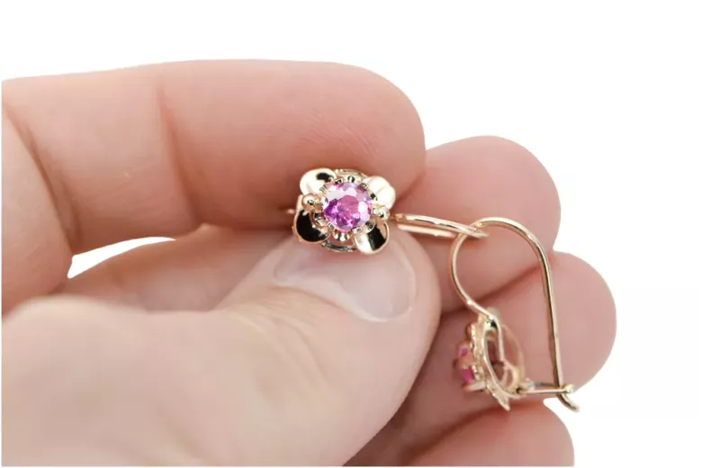 Earrings Amethyst Original Vintage 14K Rose Gold Vintage craft vec116r