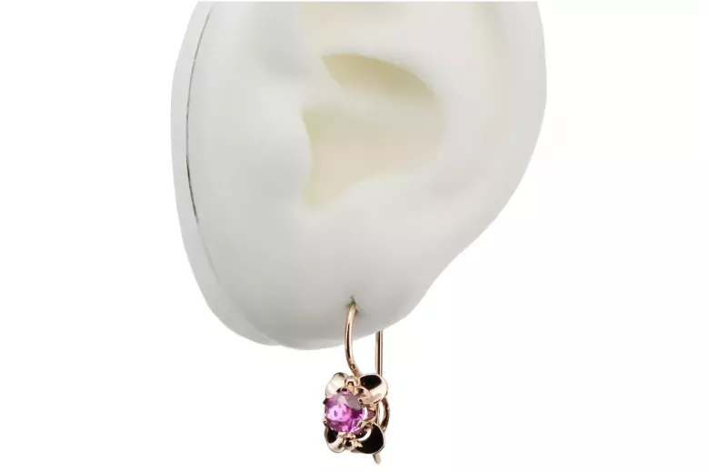 Earrings Amethyst Original Vintage 14K Rose Gold Vintage craft vec116r