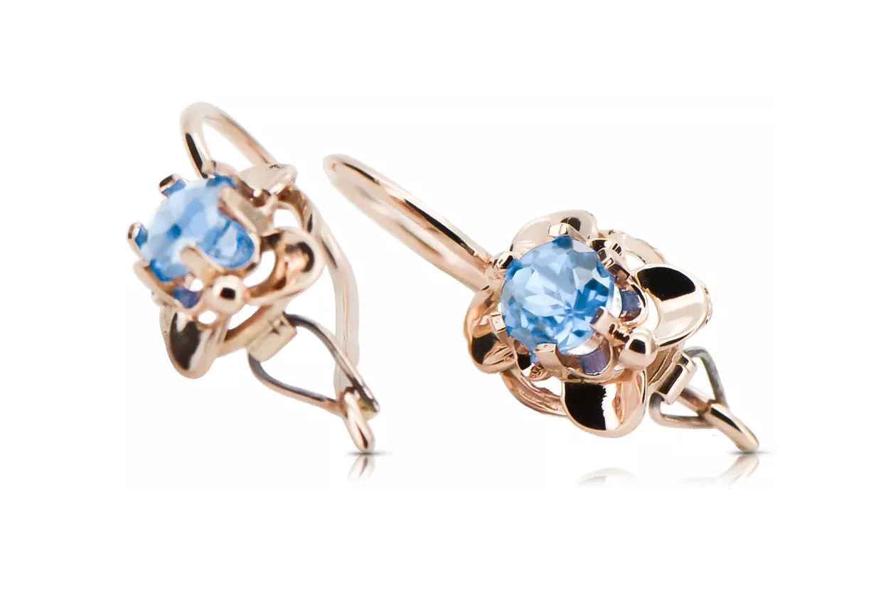Original Vintage 14K Rose Gold Aquamarine Earrings Vintage vec116r Original Vintage 14K Rose Gold Aquamarine Earrings Vintage vec116r