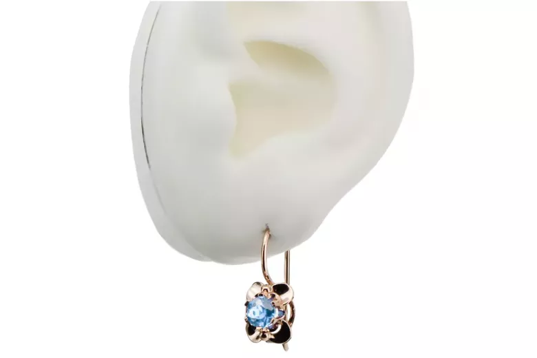 Ohrringe Aquamarin Originales Vintage-Roségold aus 14 Karat Vintage Stil vec116r