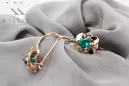 Artesanía vintage Pendientes Esmeralda Oro rosa antiguo original de 14k vec116r