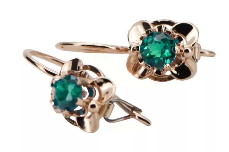 Earrings Vintage Emerald Original Vintage 14K Rose Gold vec116r