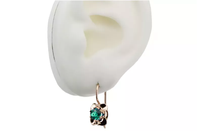 Earrings Vintage Emerald Original Vintage 14K Rose Gold vec116r