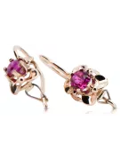 Originales Vintage-Roségold aus 14 Karat Rubinrot Ohrringe Vintage vec116r