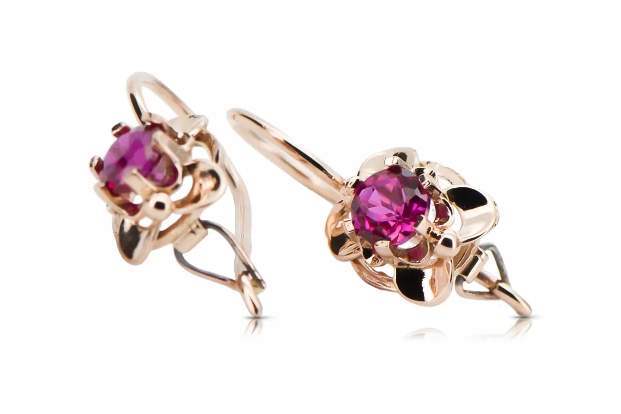 Originales Vintage-Roségold aus 14 Karat Rubinrot Ohrringe Vintage vec116r Originales Vintage-Roségold aus 14 Karat Rubinrot Ohrringe Vintage vec116r