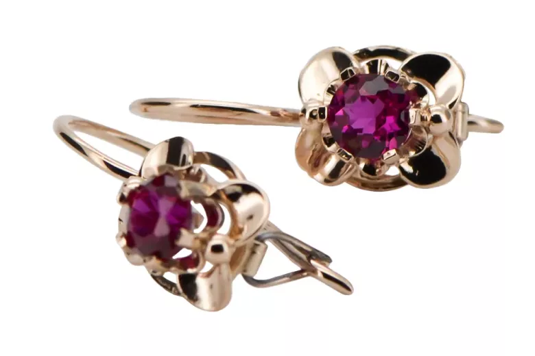 Originales Vintage-Roségold aus 14 Karat Rubinrot Ohrringe Vintage vec116r