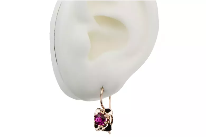 Earrings Ruby Original Vintage 14K Rose Gold Vintage vec116r
