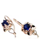 Vintage craft Earrings Sapphire Original Vintage 14K Rose Gold vec116r