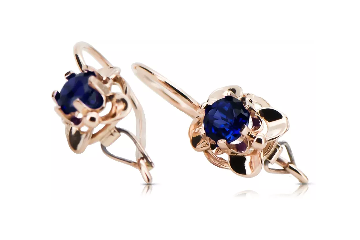 Safir Original vintage din aur roz de 14k Cercei Stil Vintage vec116r Safir Original vintage din aur roz de 14k Cercei Stil Vintage vec116r