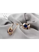 Vintage craft Earrings Sapphire Original Vintage 14K Rose Gold vec116r