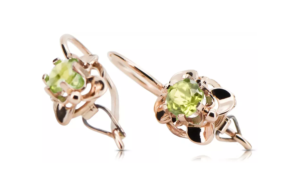 Originales Vintage-Roségold aus 14 Karat Gelber Peridot Ohrringe Vintage Stil vec116r Originales Vintage-Roségold aus 14 Karat Gelber Peridot Ohrringe Vintage Stil vec116r