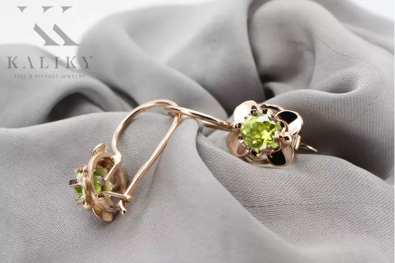 Originales Vintage-Roségold aus 14 Karat Gelber Peridot Ohrringe Vintage Stil vec116r