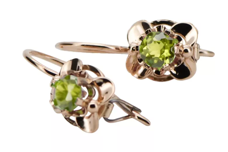 Originales Vintage-Roségold aus 14 Karat Gelber Peridot Ohrringe Vintage Stil vec116r